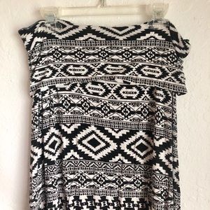 Black and White Tribal Print Maxi Skirt